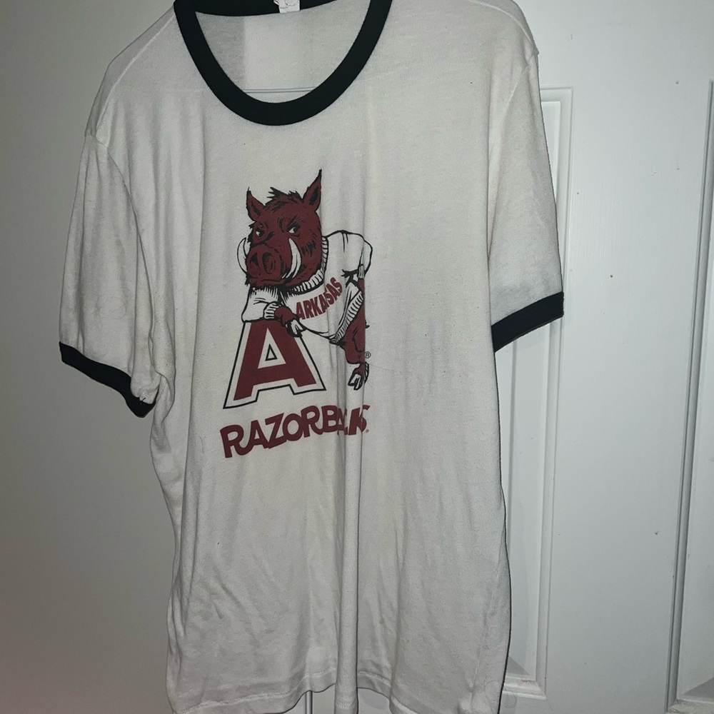 Retro Arkansas Razorbacks White graphic tee